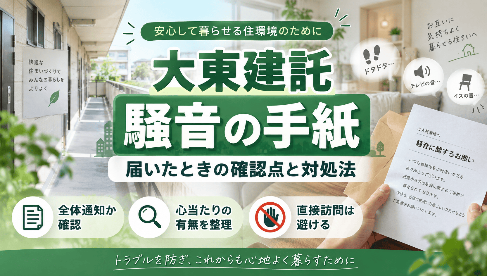 大東建託から騒音に関する手紙が届いた場合の対処法とは？