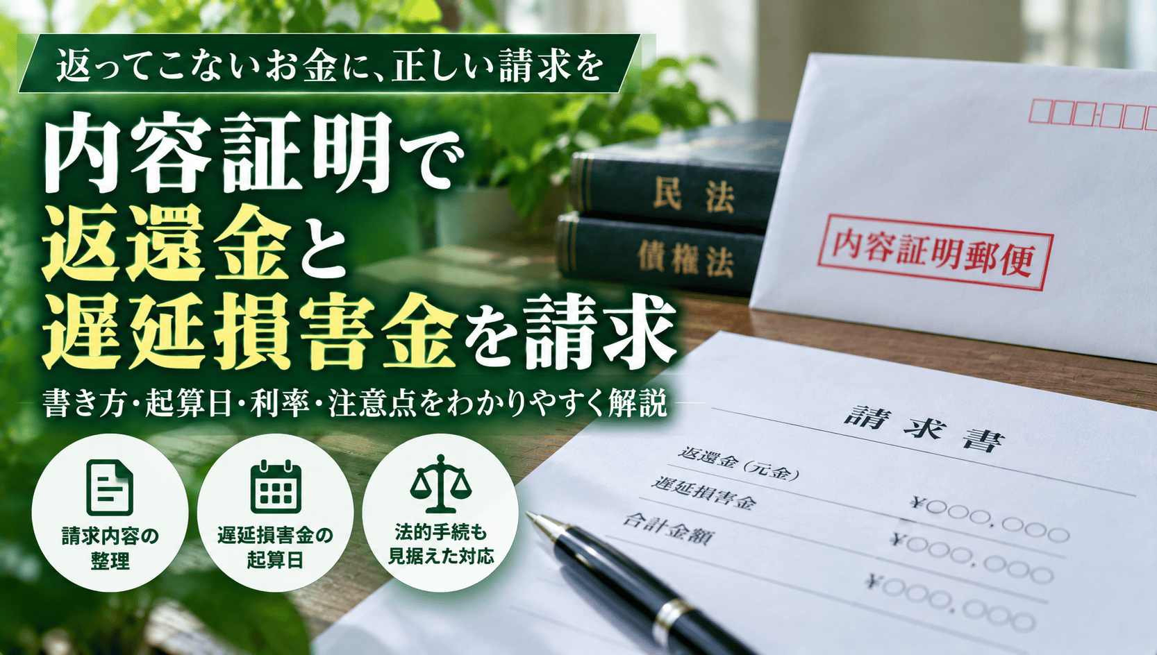 内容証明郵便で元金と遅延損害金を請求したい／遅延損害金はいつから発生する？