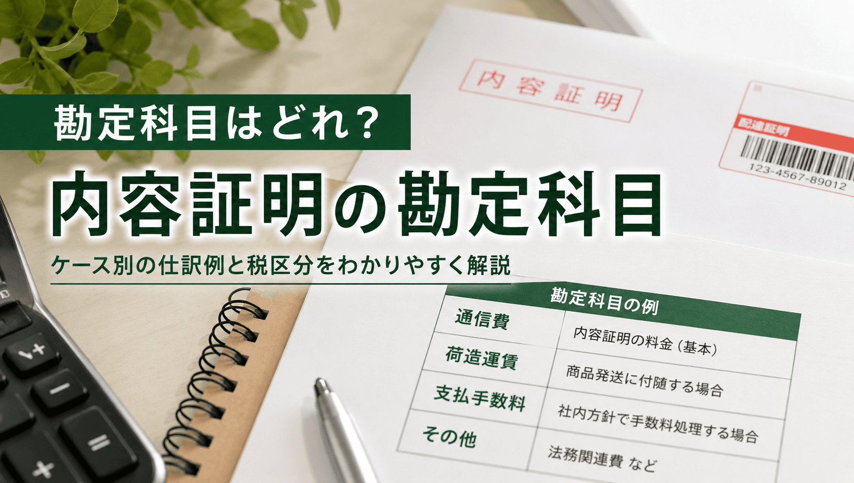 内容証明の勘定科目は「通信費」でOK?税区分・仕訳例まで実務で迷わない整理