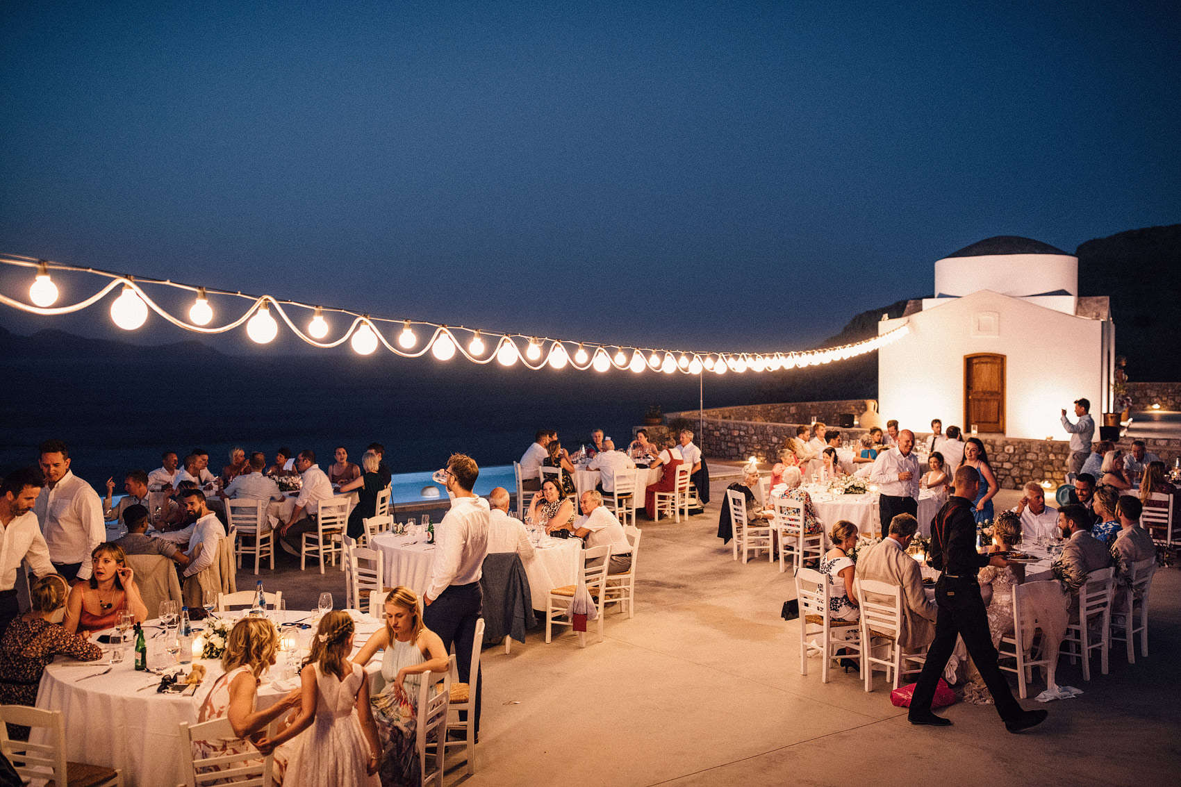 Ktima wedding in Rhodes with festoon lights