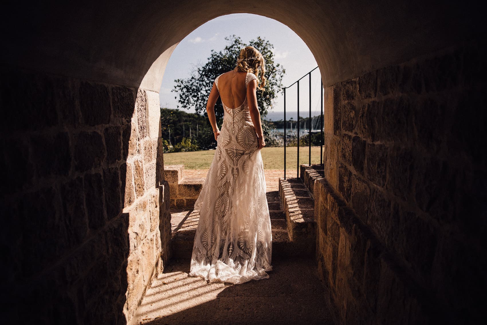 antigua wedding with BHLDN wedding dress