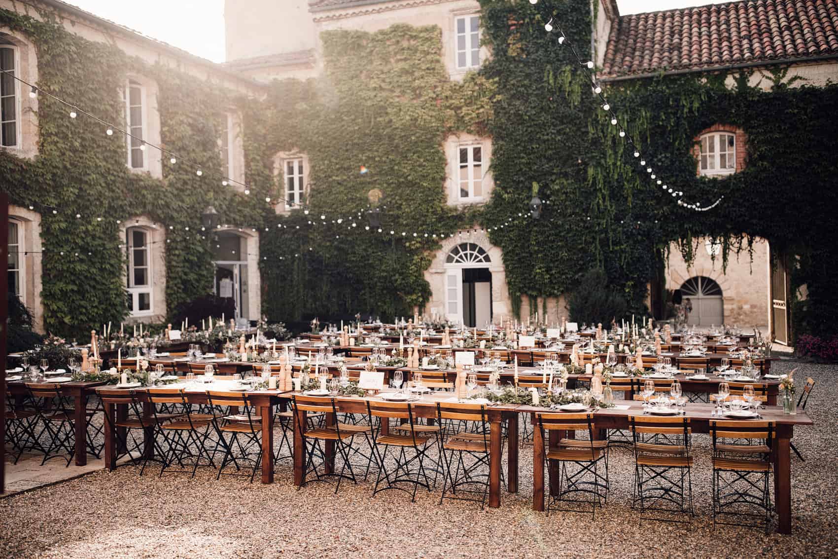 wedding trestle tables in France