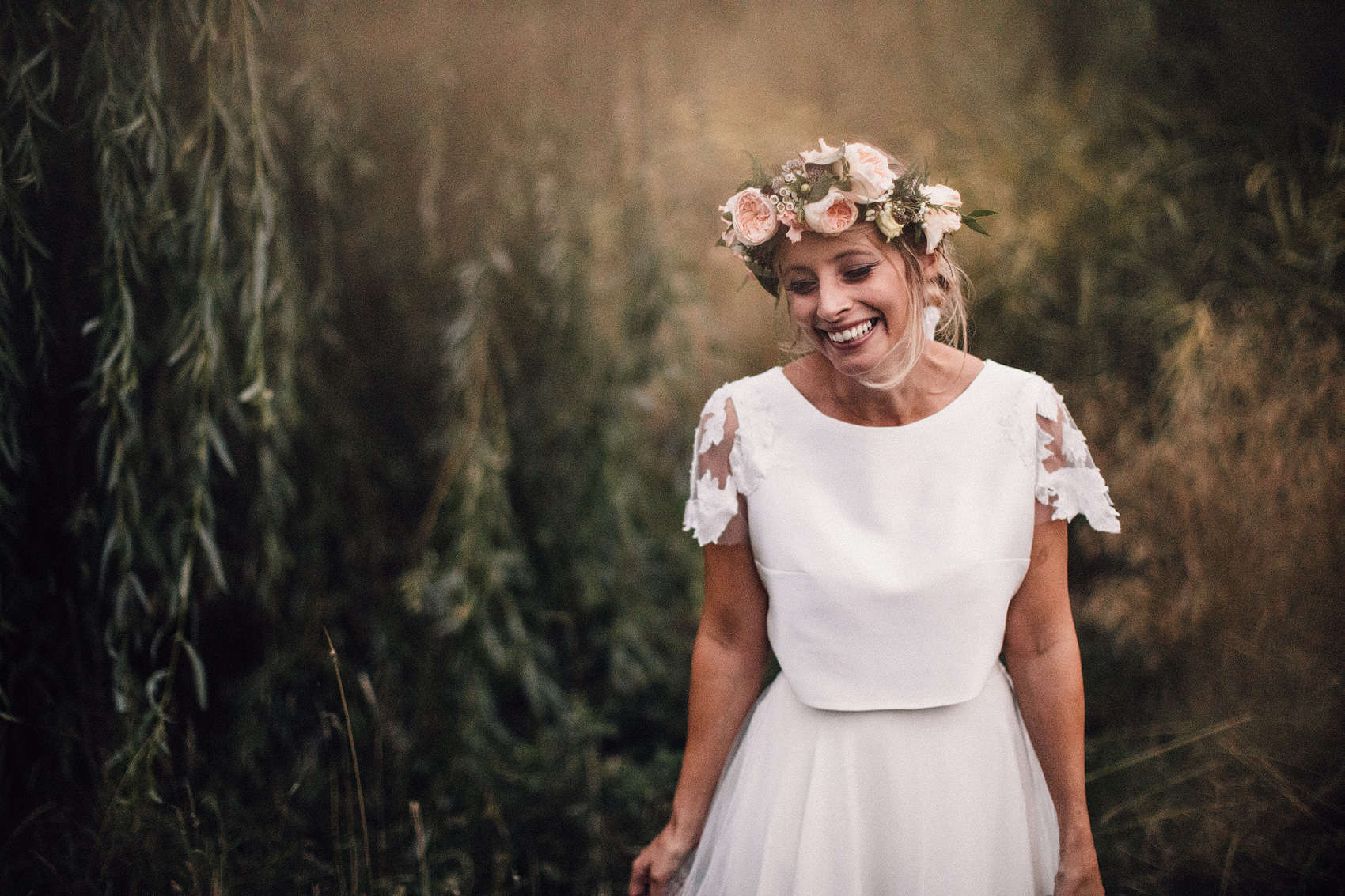 floral wedding crown hairstyle