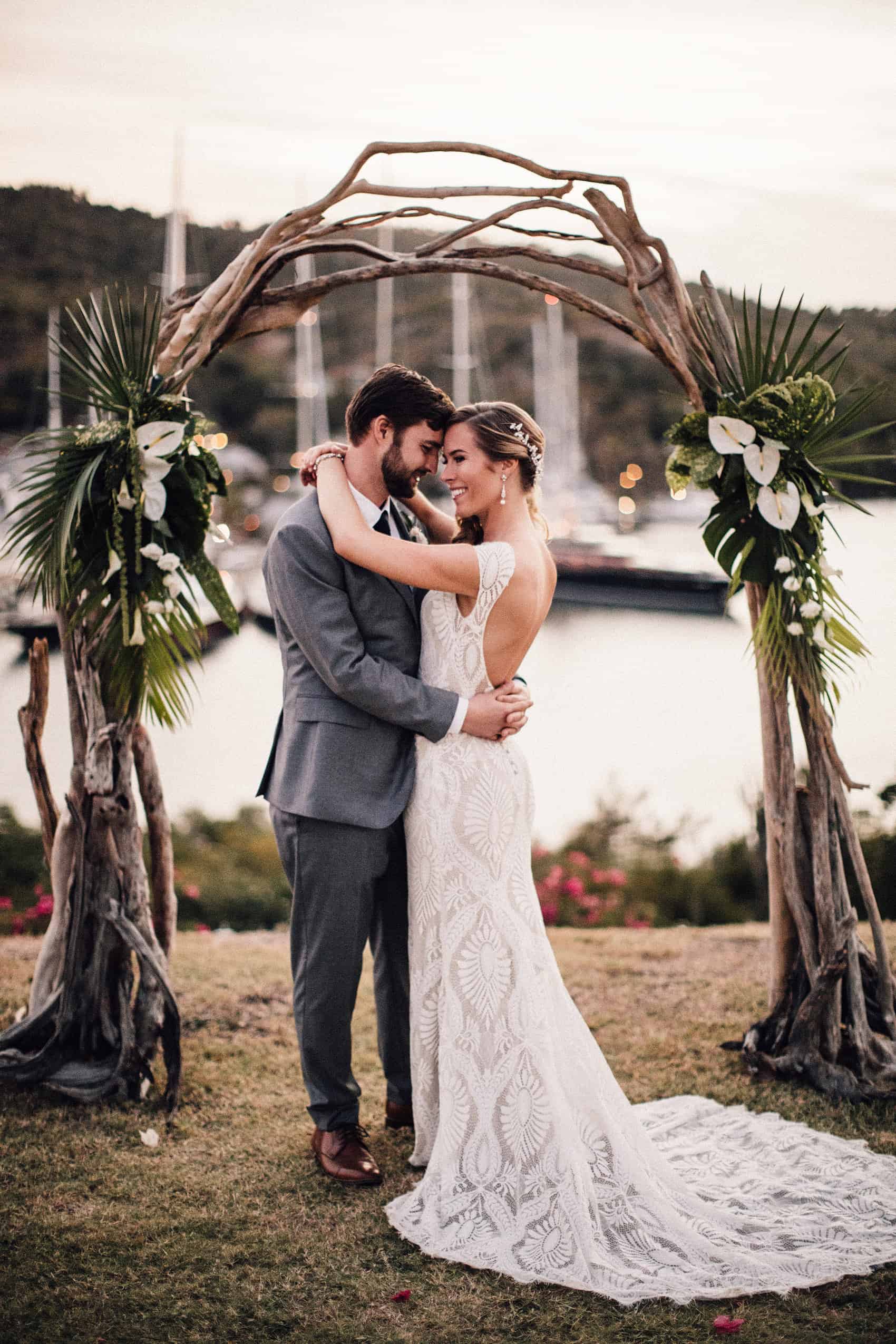 driftwood floral wedding arch