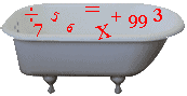 bath tub with math written on it