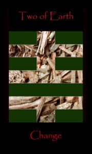 tarot two Earth, Two Pentacles from Tarot of the Morning Star. Signifies Harmonious Change