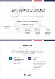 Offizielles Zertifikat IMCAS World Congress Paris 2024 - Dr. med. Karin Lewinsky