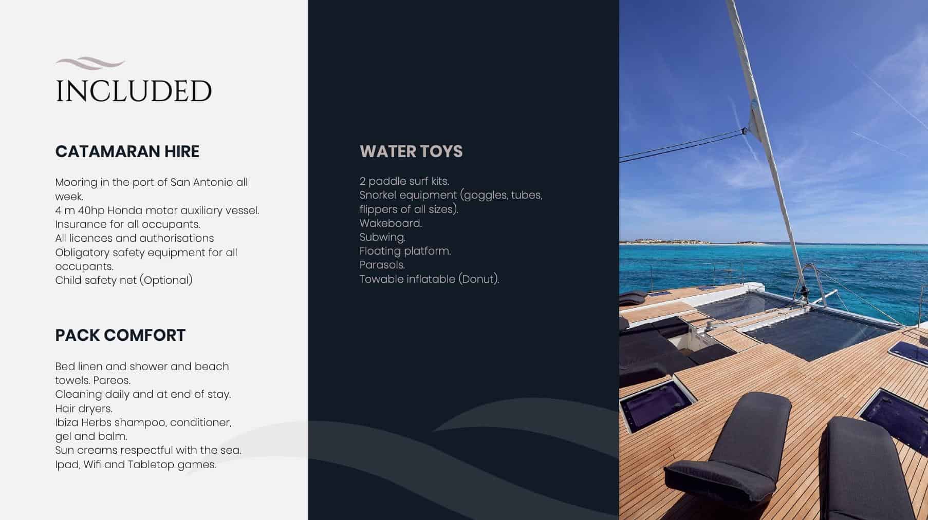Lagoon 52 Included Luxury Charter Boat rental Sailing yacht Catamaran Cleopatra Jones Ibiza 3