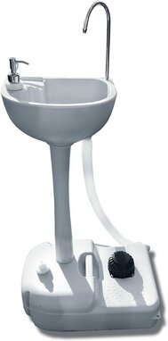 Portable Outdoor White Basin Wash Sink with 19L Water Capacity