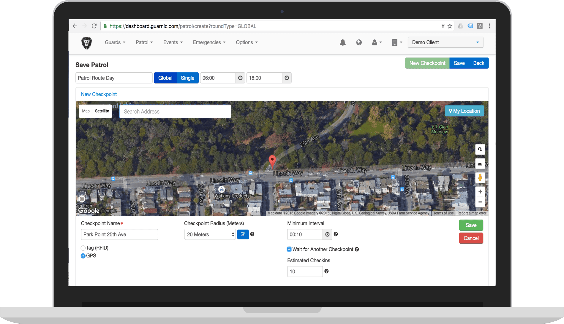 Guard Tour System GPS Checkpoint