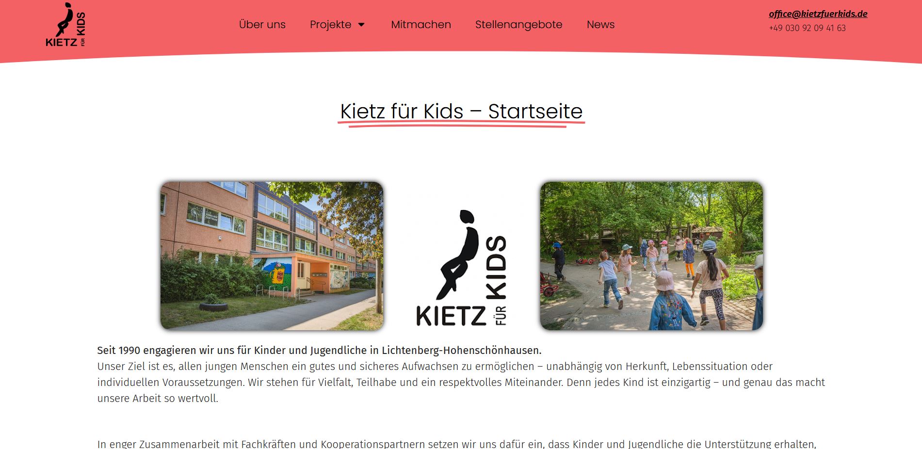 Screenshot von kietzfuerkids.de