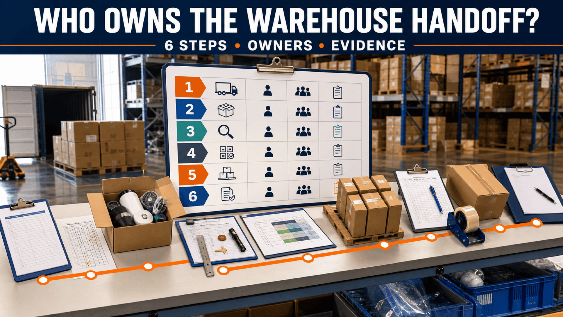 China warehouse handoff responsibility matrix covering receive, count, inspect, consolidate, pack, and release evidence