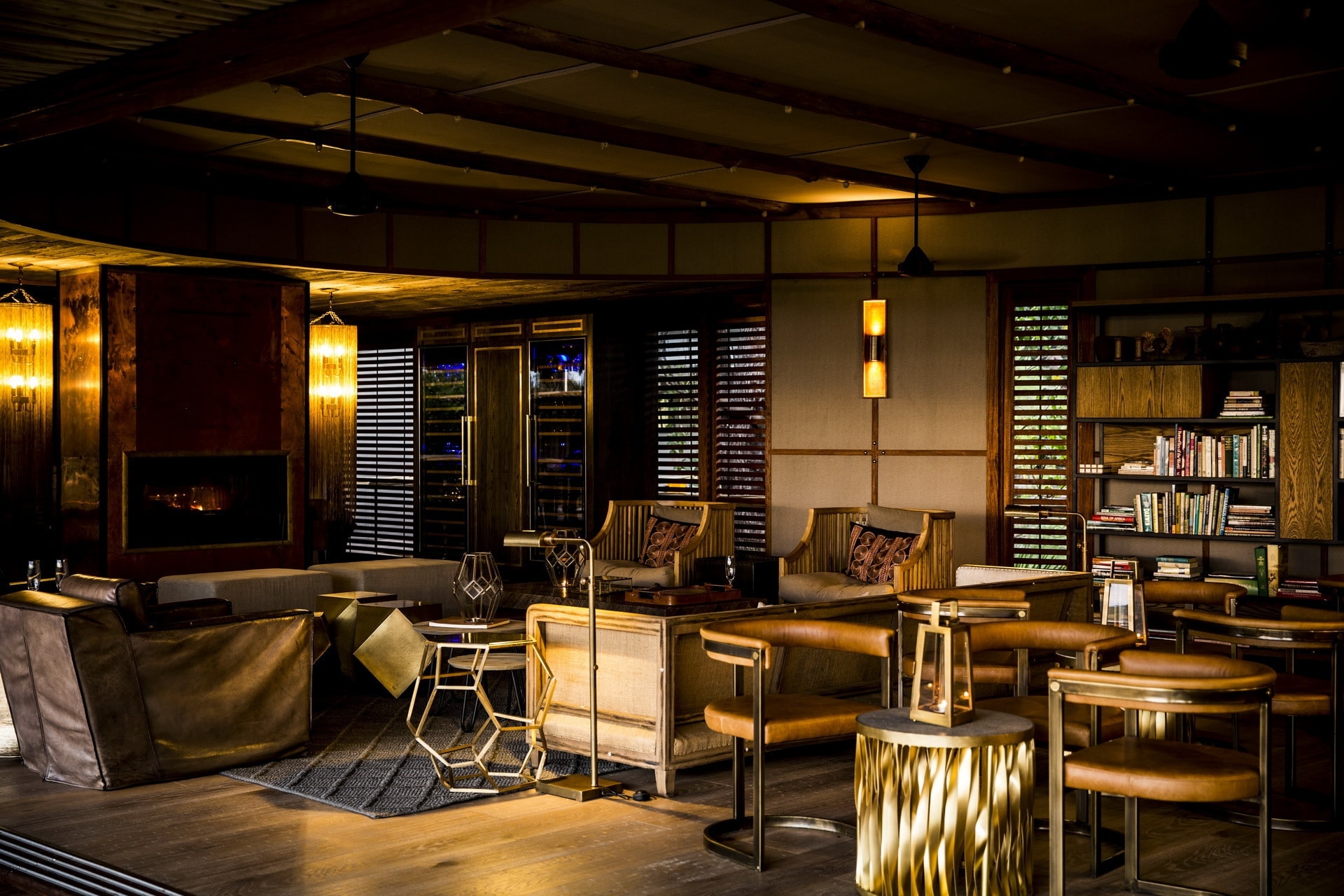 The lounge bathed in afternoon light, Mombo, Botswana