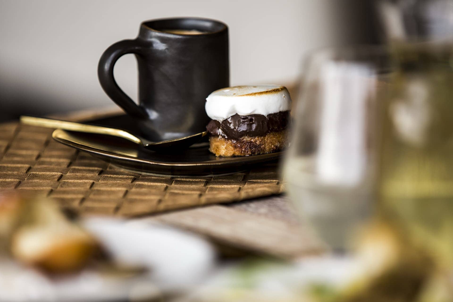 Smores and coffee at high tea,