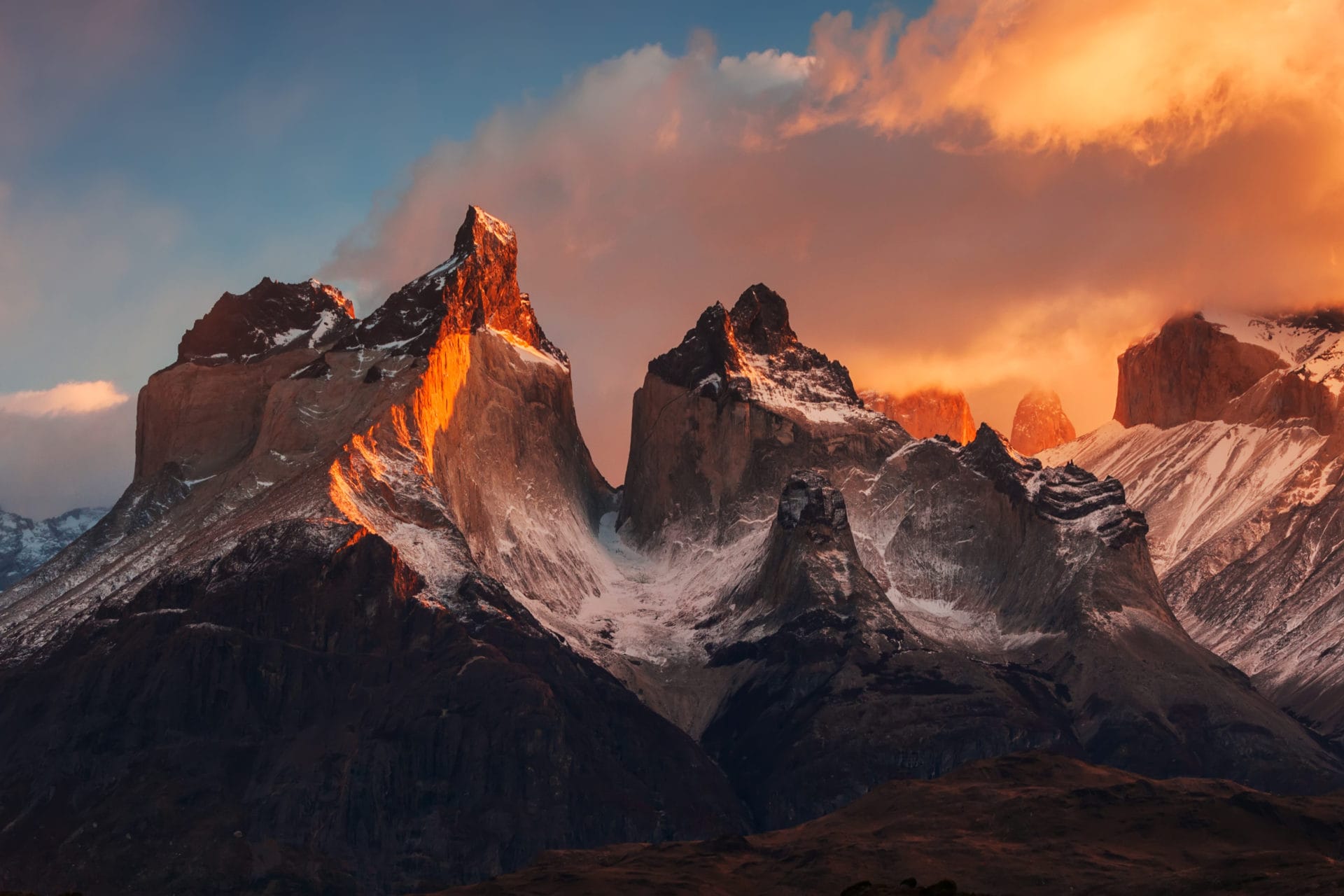 Dramatic dawn in Torres del Paine, Chile