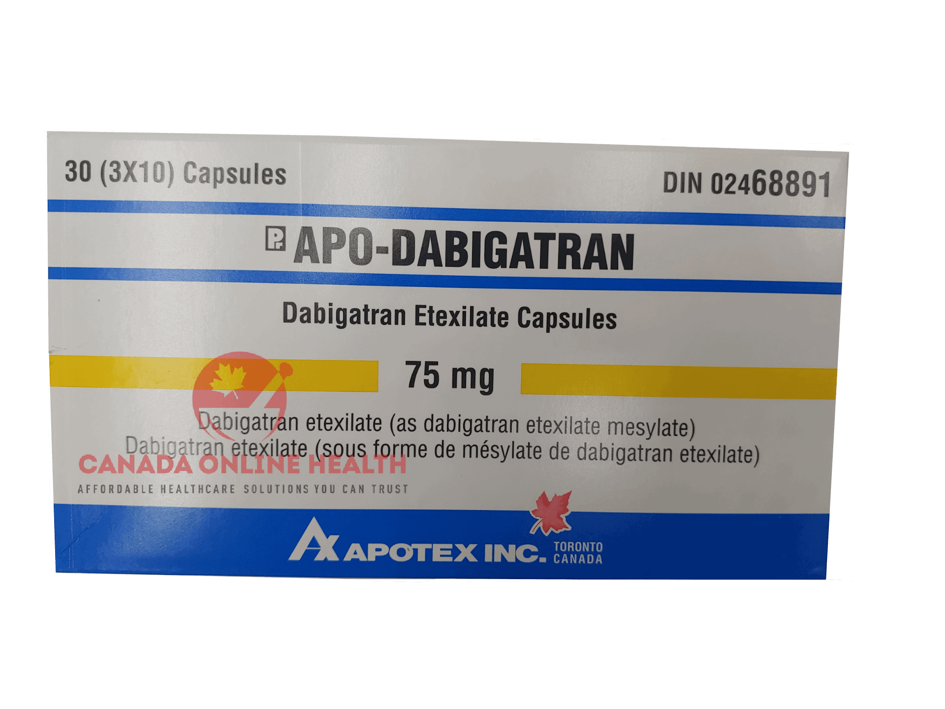 A box of APO-Dabigatran 75mg