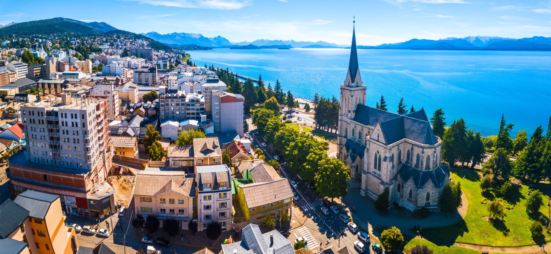 Aerial panorama of the city of Bariloche
