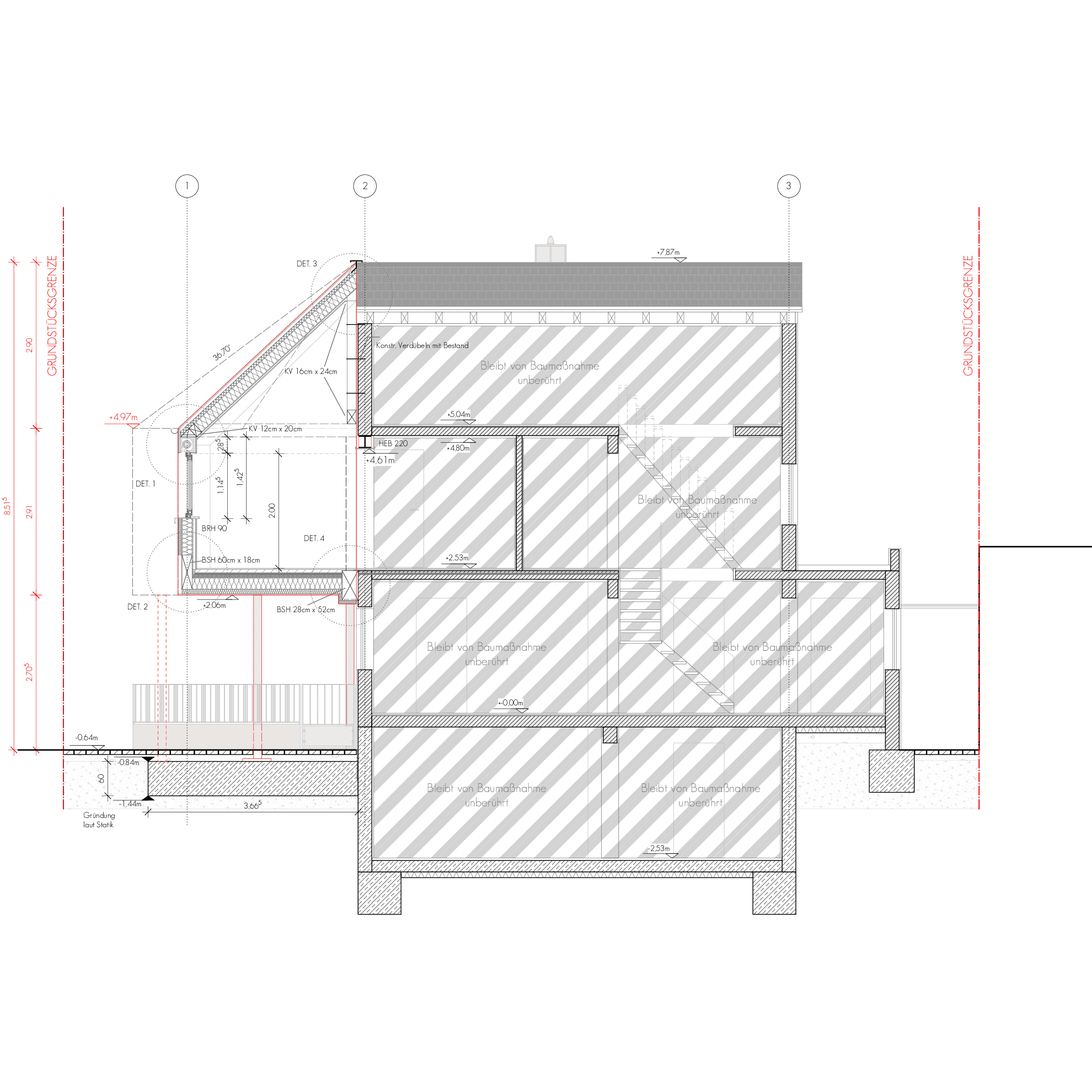 Architektur, Holzbau, Nachhaltigkeit, Umbau, Ausbau, Wohnung, Bau, Holz, Schnitt, Planzeichnung, Plan, Zeichnung