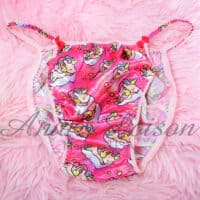 Ania's Sissy Pink Satin string Bikini baby rainbow Unicorn girly print shiny wetlook men's panties sz 2XL
