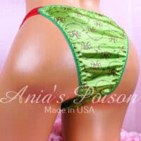 Ania's sissy Men's Christmas cheeky panties Brazilian Butt cut Satin lined front men's string bikini sz S/M