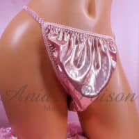 Ania's Sissy Pink & Gold shiny Metallic Foil wetlook string bikini men's panties sz XXL