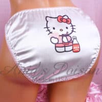 Ania's Sissy Valentine's little Kitty White Satin string Bikini DUCHESS CUT shiny wetlook MEN'S panties sz 6/M