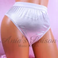 Ania's sissy 80s style Stretch Spandex White HIGH LEG CUT Unisex full bikini sz L