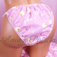 Ania's Sissy baby Pink soft flannel baby Print Brazilian cut Bikini adjustable sides men's panties OS