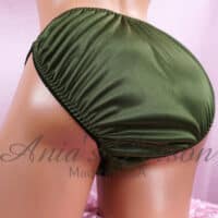 Ania's Sissy Forest Green BUTTER SOFT Satin string bikini shiny wetlook men's panties sz L