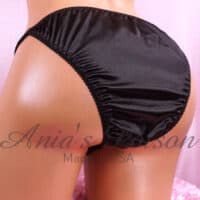 Ania's Sissy Cheeky Black Satin string bikini Satin gusset shiny wetlook men's panties sz S/M