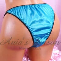 Ania's Sissy Brazilian Cut Panties Blue Satin front lined soft sides Cheeky Men's panties sz L/XL