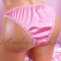 Ania's Sissy Brazilian Cut Panties Pink Satin front lined sparkle sides Cheeky Men's panties sz L/XL
