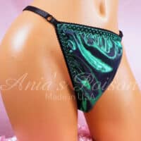 Ania's Sissy Thong Mermaid metallic foil Green Purple adjustable sides shiny men's panties One Size