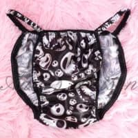Ania's Sissy Satin Halloween string Bikini Black Pumpkin King Faces shiny wetlook men's panties sz S