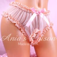 Ania's Sissy Nylon Fully Open frilly Lacy crotchless unisex humiliation panties One Size only