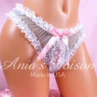 Ania's Sissy Nylon Fully Open frilly Lacy crotchless low cut unisex humiliation panties One Size only