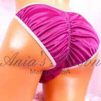 Ania's Sissy Brazilian Cut Butter Soft Satin Panties Purple Cheeky Scrunched Men's front lined panties sz M