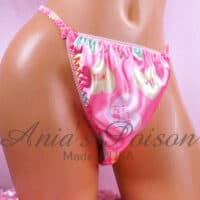 Ania's Sissy Valentine's string Bikini Satin Conversation Hearts shiny wetlook men's panties sz M