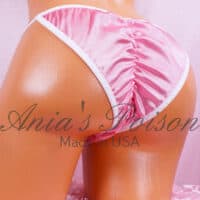 Ania's Sissy Brazilian Cut Satin Panties Pink Cheeky Men's front lined scrunch butt panties sz S