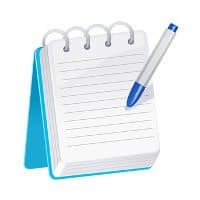 Blue notepad with a blue and white pen