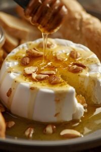 image of baked brie with honey,