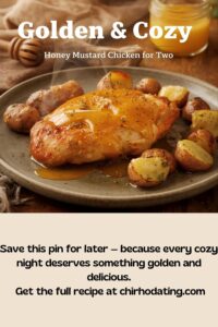 image of the coziest spring date idea - honey-mustard chicken with roasted baby potatoes,