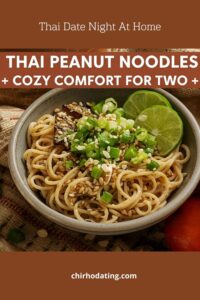Thai peanut noodles with scallions and sesame seeds.