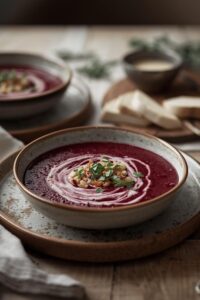 image of Latvian cold beet soup,