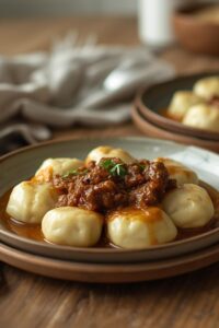 image of Lithuanian potato dumplings with meat,