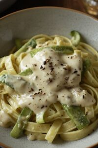chicken Alfredo with zucchini noodles,