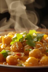 17 Easy Date Night Ideas That Bring You Closer 14 closeup image of coconut chickpea curry,