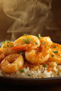 17 Easy Date Night Ideas That Bring You Closer 10 closeup image of garlic butter shrimp with rice,