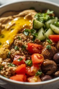 17 Easy Date Night Ideas That Bring You Closer 15 closeup image of mediterranean vegan bowls,