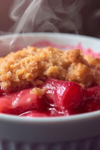 17 Easy Date Night Ideas That Bring You Closer 17 closeup image of rhubarb compote with crumble,